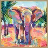 Kate & Laurel All Things Decor 30"x30" Sylvie African Elephant in Orange Framed Canvas by Rachel Christopoulos Bright Gold - 2 of 4