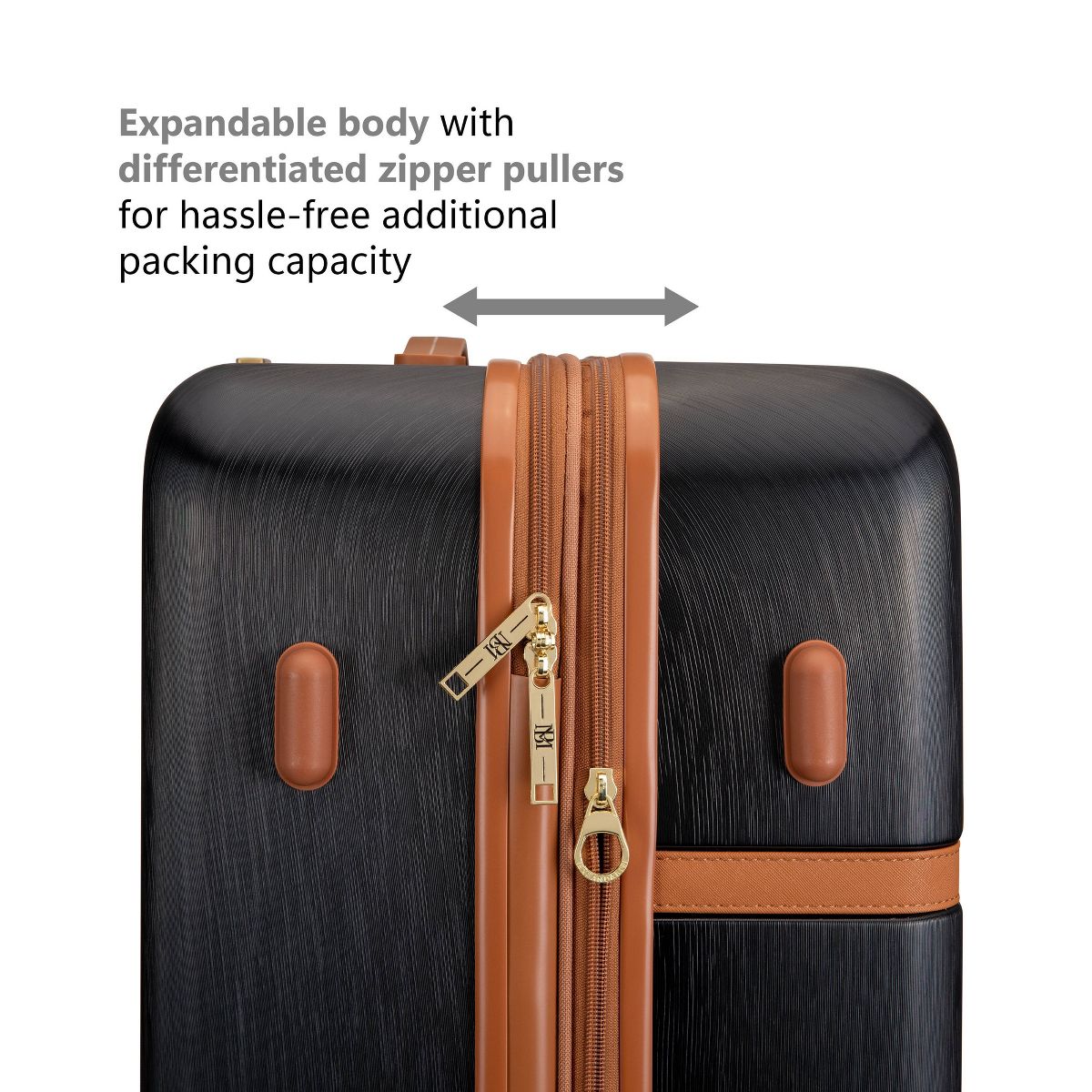 Badgley Mischka Grace 3pc Expandable Hardside Spinner Retro Luggage Set - thumbnail 4