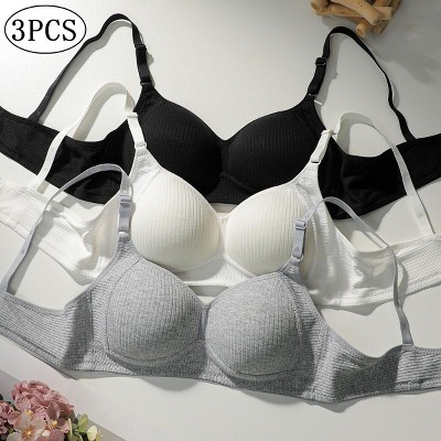 Paaaawaters 3PCS Girls Teenager Non-Wired Push Up Bras Comfortable Bra Sets Suitable For Small Bust Sports Bra