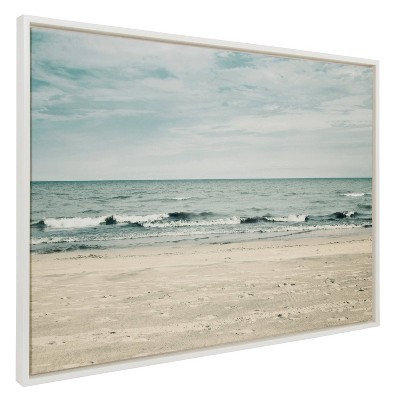 Sylvie Beach Framed Canvas Print in White Frame