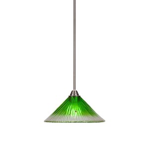 Toltec Lighting Paramount 1 - Light Pendant in  Brushed Nickel with 12" Kiwi Green Crystal Shade - 1 of 1