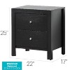 HomeStock Black Nightstand 25x22x17 with Two Drawers, Compact Bedside Table for Storage and Sleek Modern Bedroom Accent Furniture - 2 of 4