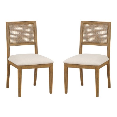 Set of 2 Alaina Dining Chairs Linen - OSP Home Furnishings: Rubberwood Frame, Cane Back, Polyester Upholstery