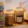 1PC/2PCS Fluted 2 Tiers Side Table Charging Station Round Storage Cabinet Mid Century Modern End Table Small Space Bedroom Living Room - 2 of 4