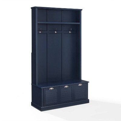 Ellison Hall Tree Navy - Crosley: Bench With Storage, Coat Hooks ...