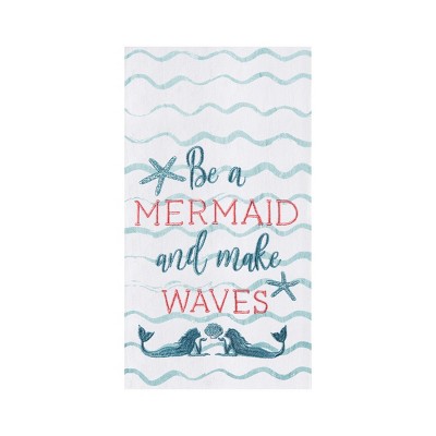 C&F Home Be A Mermaid And Make Waves Flour Sack Embroidered Cotton Printed Flour Sack Kitchen Towel Dishtowel