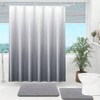 Luxury Grey and White Ombre Shower Curtain Set, 72x72 Inches, Waterproof with 12 Hooks - 2 of 4