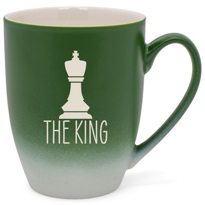 100 North Chess Game 10 Ounce Green and White Two Toned Ombre, Comfortably Fits Your Hands, Ceramic Tea Coffee Cup Mug, The King