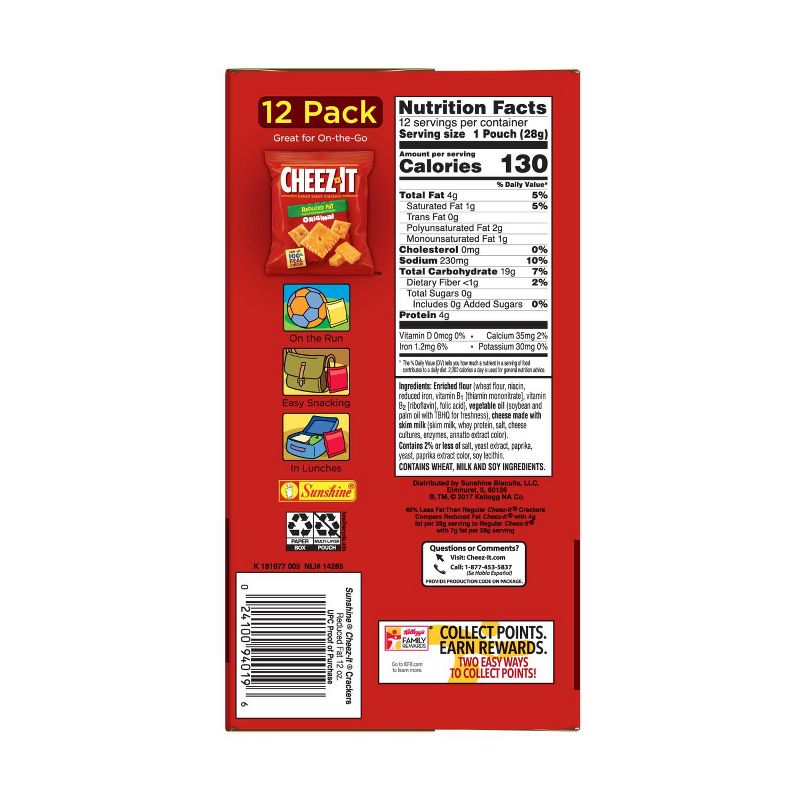 Cheez-It Reduced Fat Baked Snack Crackers - 1oz - 12ct, 4 of 9