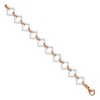 Black Bow Jewelry Rose Tone Stainless Steel & White Ceramic Rhombus Link Bracelet, 7 In - 2 of 4