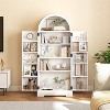 Fredees 65" Freestanding Arched Pantry Cabinet with Adjustable Shelves and Door Storage, Ideal for Kitchen, Living Room, or Dining Room - 3 of 4