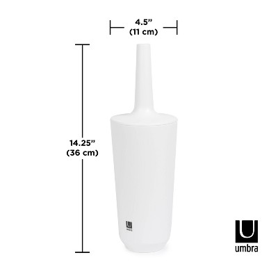 Compact White Ceramic Toilet Brush with Enclosed Holder