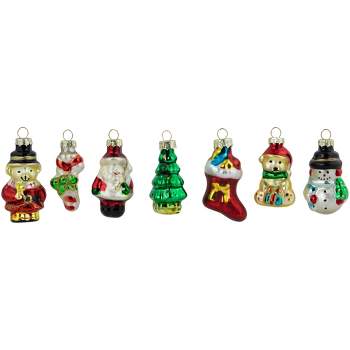 Northlight Set of 20 Holiday Figurines Glass Christmas Ornaments 1.75”