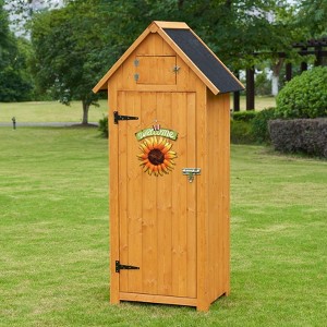 Outdoor Wooden Storage Shed, Waterproof Garden Tool Cabinet with Locking Latch & Shelves for Backyard, Patio, Garage (Natural) - 1 of 4