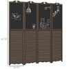 NicBex 5.6' Tall 4-panel Pegboard Display Room Divider Folding Privacy Screen Freestanding Wall Partition with Black Boards for Home & Office, Brown - 2 of 4
