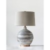 Textured Striped Ceramic Table Lamp with Linen Shade (Includes LED Light Bulb) Black/White/Gray - Storied Home - 3 of 4