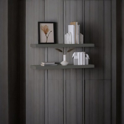 Alilang 9.80 Inch Modern Black Floating Shelves for Stylish Wall Storage-Gray