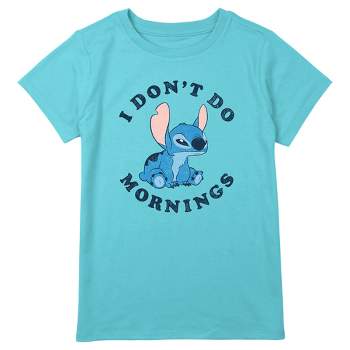 Boy's Lilo & Stitch I Don't Do Mornings Stitch Distressed Pull Over Hoodie  Athletic Heather X Large