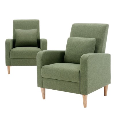 Faux-Shearling Accent Chair with Pillow, Modern Comfy Armchair with Ergonomic Backrest and Padded Armrests