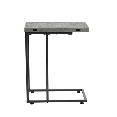 Jamestown Gray and Black Metal Extendable C-Shaped Side Table