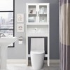 Costway Over the Toilet Storage Cabinet Bathroom Space Saver w/Tempered Glass Door White - 3 of 4