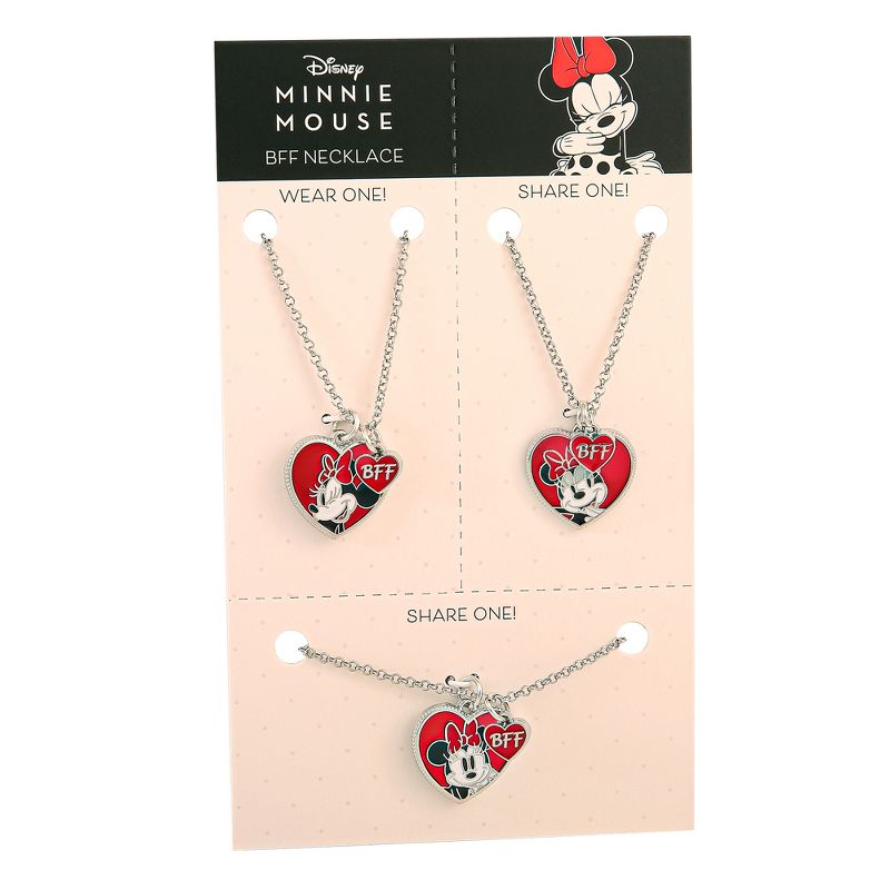 Disney Girls Minnie Mouse Best Friends Necklaces with BFF Charm and Minnie Mouse Pendant, Set of 3, 5 of 6