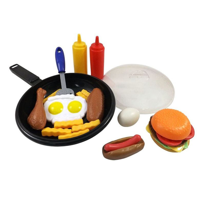 Insten 25 Piece Pretend Fast Food Cooking Pan and Play Food Set, Toy Kitchen Accessories, 1 of 2