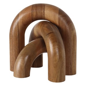 Itopfox 3 pcs wood arch decor set modern minimalist shelf accent smooth burr free design for coffee table entryway living room brown - 1 of 4