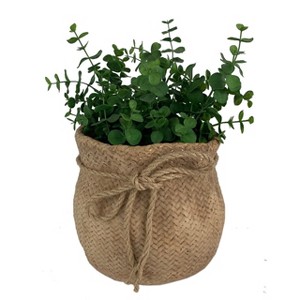 Slickblue Charming Small Woven Sack Design Planter – with Rope, 6.5” x 5.25” x 6.5” - 1 of 4