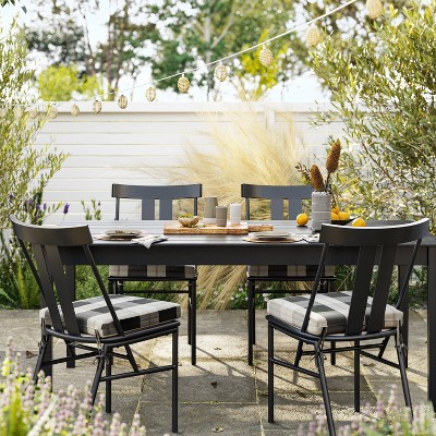 5pc Blackened Wood Patio Dining Set, Smith And Hawken Outdoor Furniture Metal