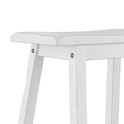 Sea White 24" Backless Saddle Wood Counter Stool