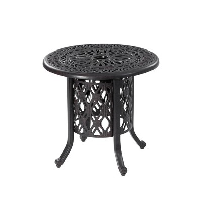 DOMETOUR 21" Side Table With Removable Ice Bucket- Rustproof Cast Aluminum Frame, Food-Grade 304 Stainless Steel Bucket for Patio Balcony and Poolside