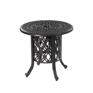DOMETOUR 21" Side Table With Removable Ice Bucket- Rustproof Cast Aluminum Frame, Food-Grade 304 Stainless Steel Bucket for Patio Balcony and Poolside - 1 of 4