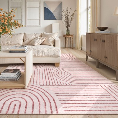 Lahome Abstract Washable Rugs Non Slip Soft Living Room Rugs Ultra-Thin Rainbow Bedroom Rug Non Skid Rug Backing Accent Carpet for Room Office