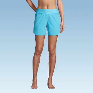 Lands' End Women's 5" Quick Dry Elastic Waist Board Shorts Swim Cover-up Shorts with Panty - 1 of 4