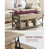 VASAGLE Lift Coffee Table with Storage Shelf Hidden Compartments and Lifting Top 19.7 x 39.4 x (19.3-24.4) Inches - 4 of 4