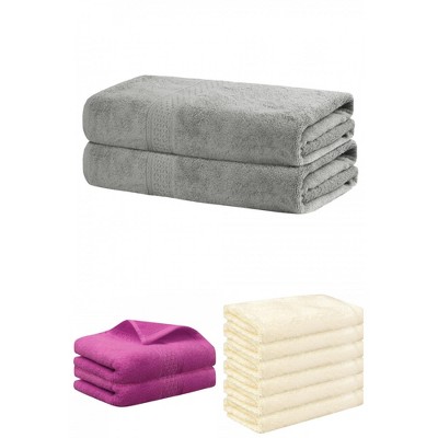 REGALWOVEN Absorbent Solid Bath Hand Face Cloths Cotton Towels 3 Piece Sets