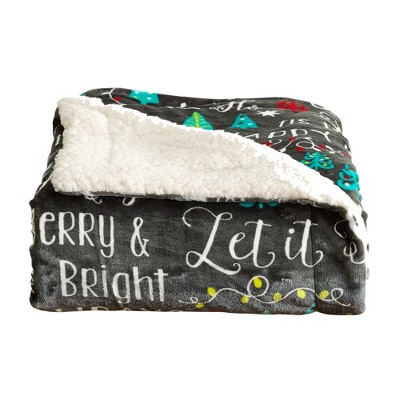 Believe Magic Holiday Plush Fleece Reversible Sherpa Throw Blanket