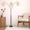 VYNXARIA 82"H Royal 3-Arm Metal Arc Floor Lamp, Oil Rubbed Bonze with Linen Shade, 4 way Rotary Switch - 2 of 4