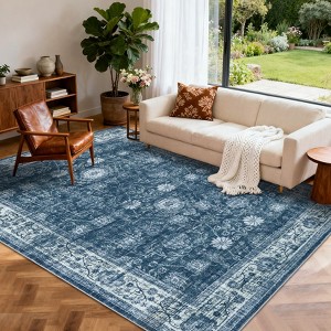 Area Rugs Washable Non-Slip Low Pile Ultra Soft Indoor Under Table Area Rug Carpet for Bedroom Living Room - 1 of 4
