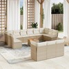 vidaXL Patio Sofa Set with Cushions Outdoor Furniture 14 Piece Poly Rattan - Beige and Cream - 2 of 4