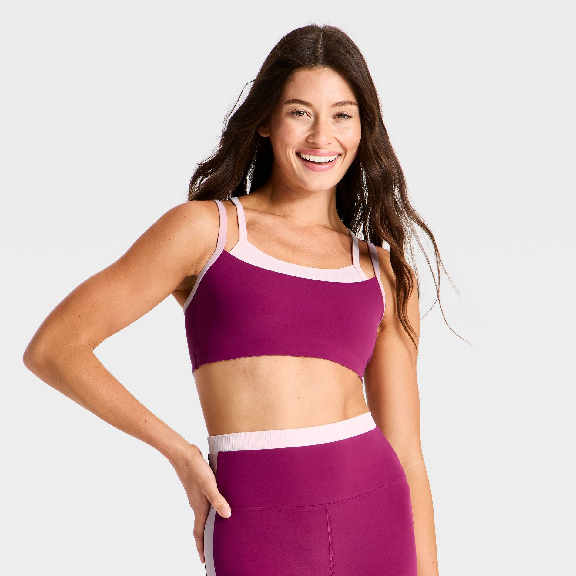 Women's Everyday Soft Colorblock Ribbed Sports Bra - All In Motion™