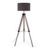 58" Industrial Tripod Floor Lamp with Height Adjustable Natural Wood Stand and Linen Drum Shade,Modern Standing Lamp for Living Room,Bedroom,Study - 2 of 4