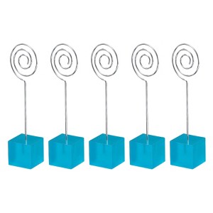 Unique Bargains Metal Resin Cube Base Circle Shape Pictures Memo Place Card Holder 5 Pcs - 1 of 4