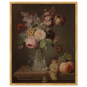 Art Remedy Flower Piece in Glass Vase Vintage Classic Roses Wall Art Framed - 1 of 4