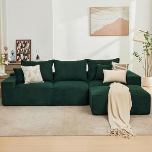 Oversized 110-Inch Modular Sectional Sofa with Corduroy Fabric, Deep Seats, No Assembly Required, for Living Room, Apartment, Bedroom - 1 of 4