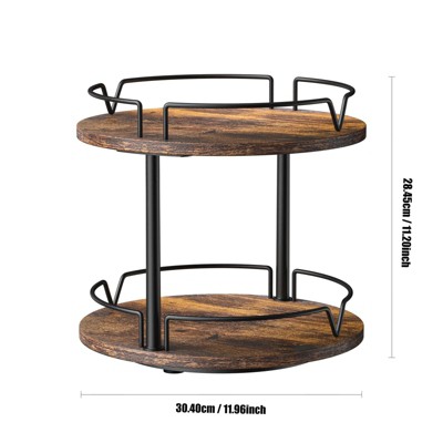 LunaLulinlk Lazy Susan Wood Rotating Spice Rack 12" 2-Tier for Kitchen