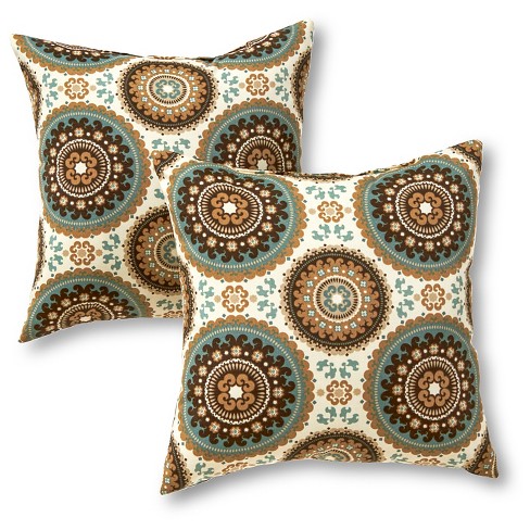 Set Of 2 Outdoor Square Throw Pillows, Outdoor Accent Pillows