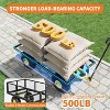 Heavy Duty Garden Wagon Cart with 10" All-Terrain Tires, 2-in-1 Convertible Steel Utility Cart Removable Mesh Sides, 180° Swivel Handle for Yard/Lawn - 3 of 4