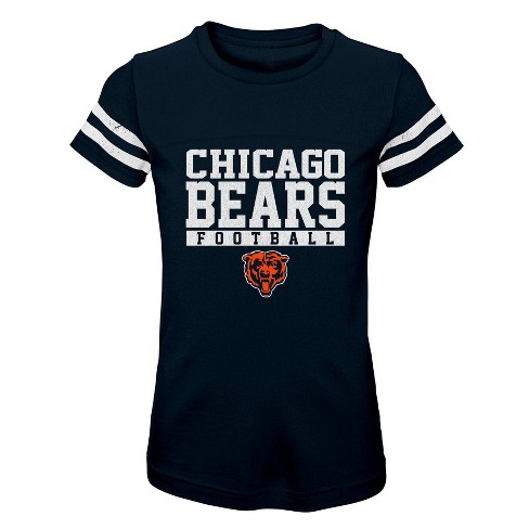 NFL Chicago Bears Girls' Short Sleeve Stripe Fashion T-Shirt - XS
